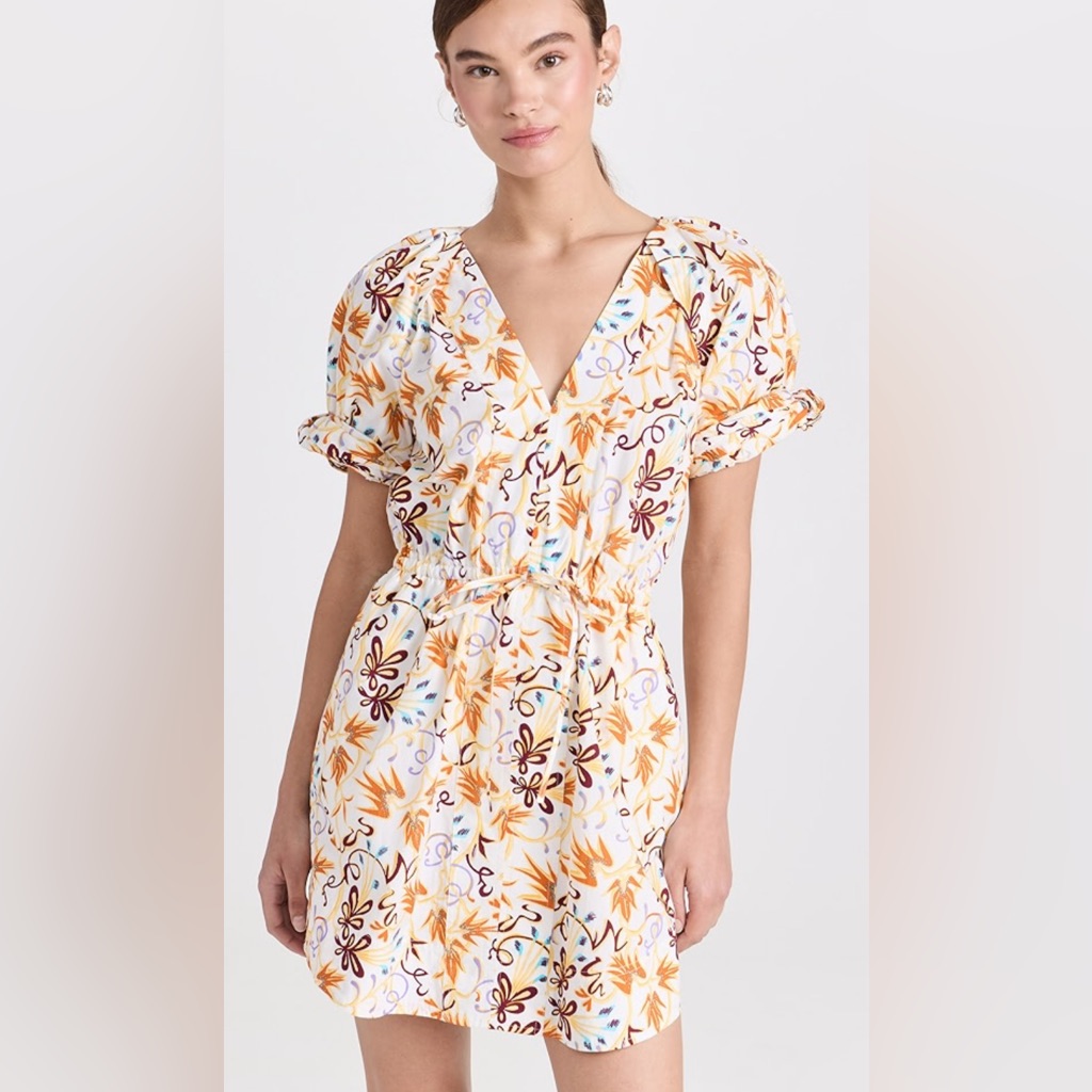 A.L.C. V-Neck Mini Dress - Orange And Purple Floral